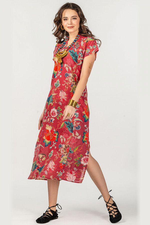 Красное цветочное платье Клеома