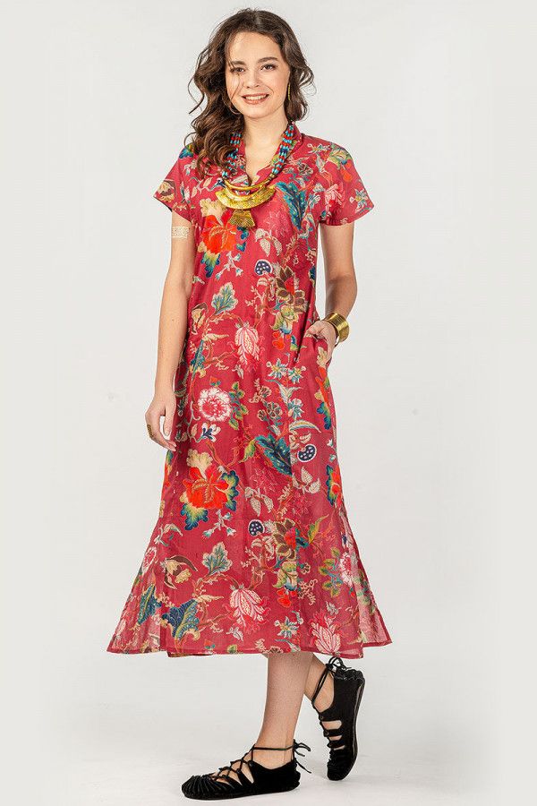 Красное цветочное платье Клеома