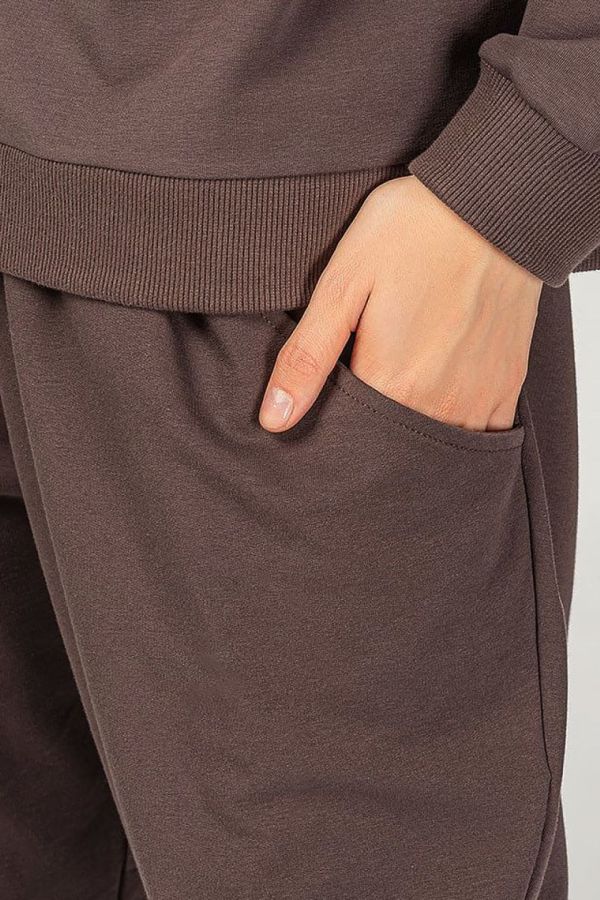 Женские штаны галифе из натурального футера кофейного цвета – Мангостин