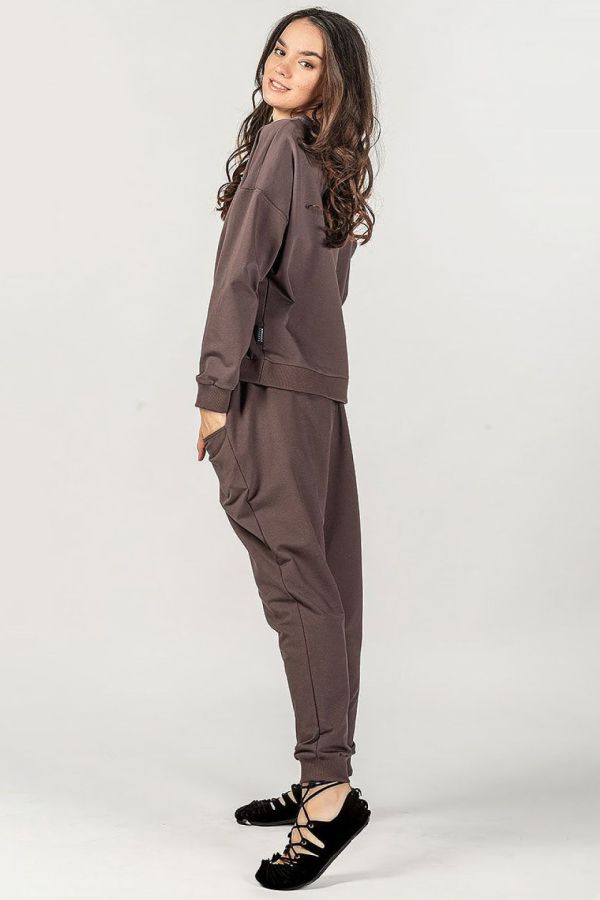 Женские штаны галифе из натурального футера кофейного цвета – Мангостин