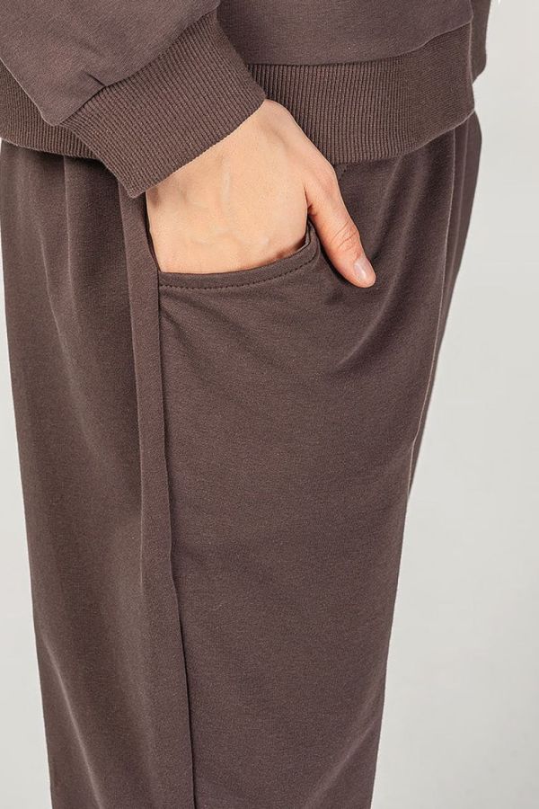 Женские штаны галифе из натурального футера кофейного цвета – Мангостин