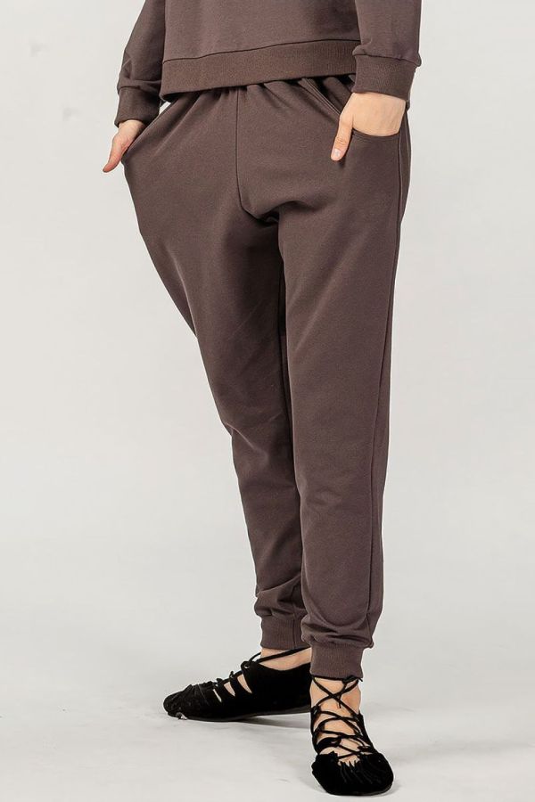 Женские штаны галифе из натурального футера кофейного цвета – Мангостин