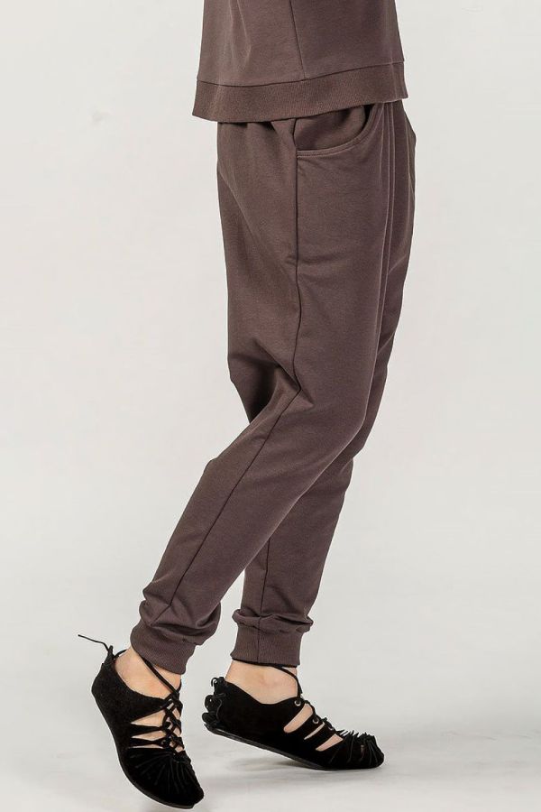 Женские штаны галифе из натурального футера кофейного цвета – Мангостин