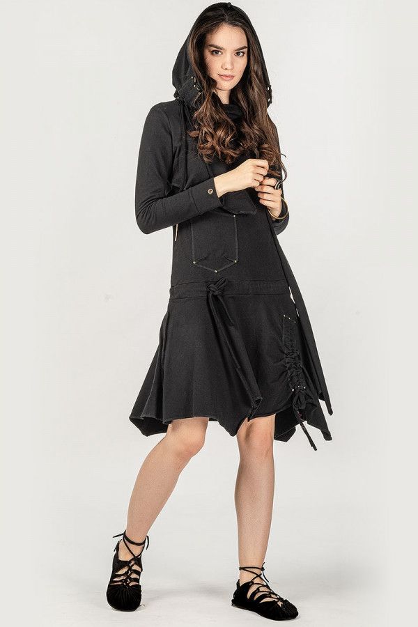 Черное женское бохо платье Ходо