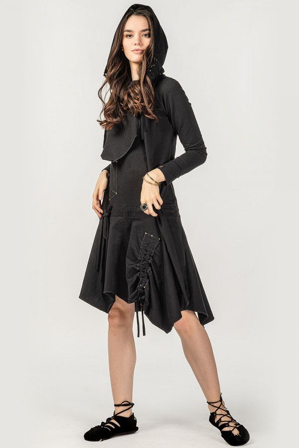 Черное женское бохо платье Ходо