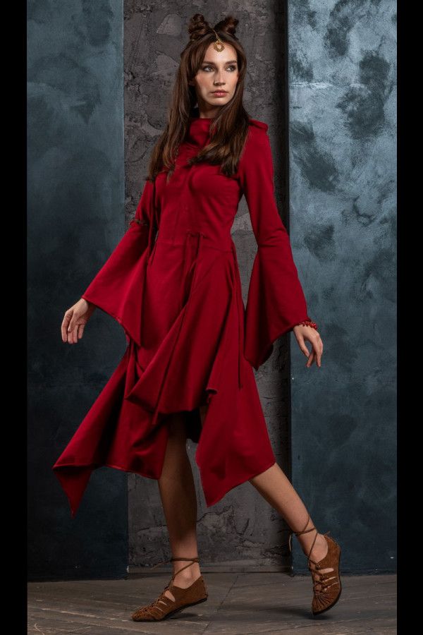 Красное бохо платье Аистник