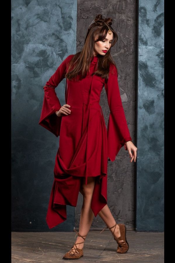 Красное бохо платье Аистник