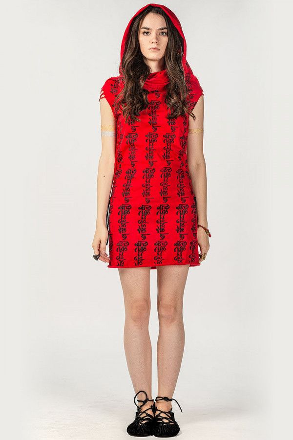 Красное мини платье Ом