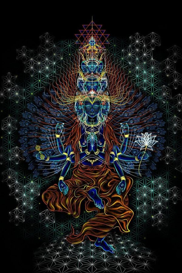 Футболка с флуоресцентным принтом «AvalokiteShvara»