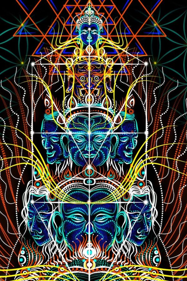 Футболка с флуоресцентным принтом «AvalokiteShvara»