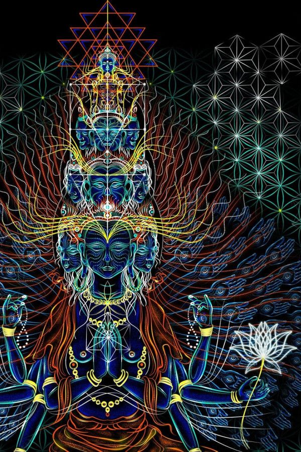 Футболка с флуоресцентным принтом «AvalokiteShvara»