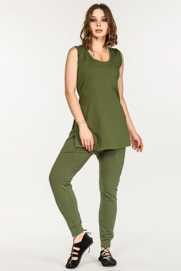 Женсие борюки галифе из натурального футера цвета хоки «Цинния»