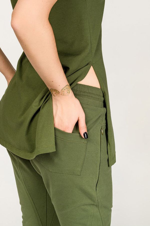 Женсие борюки галифе из натурального футера цвета хоки «Цинния»