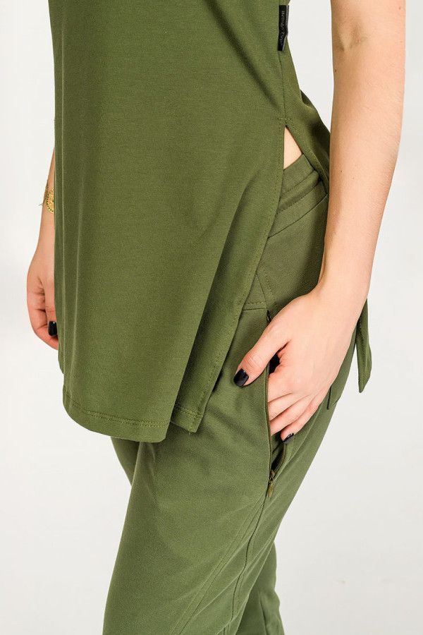 Женсие борюки галифе из натурального футера цвета хоки «Цинния»