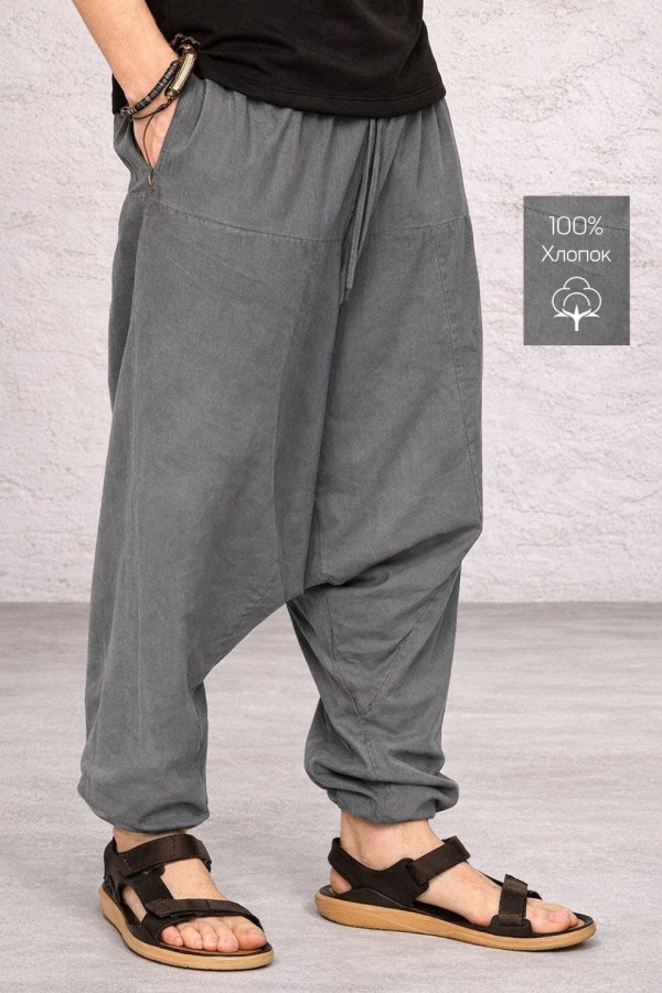 Мужские алладины из хлопка серого цвета — Чилим