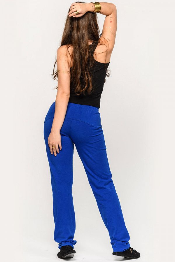 Синие трикотажные штаны для йоги и спорта из хлопка «Тландианта»