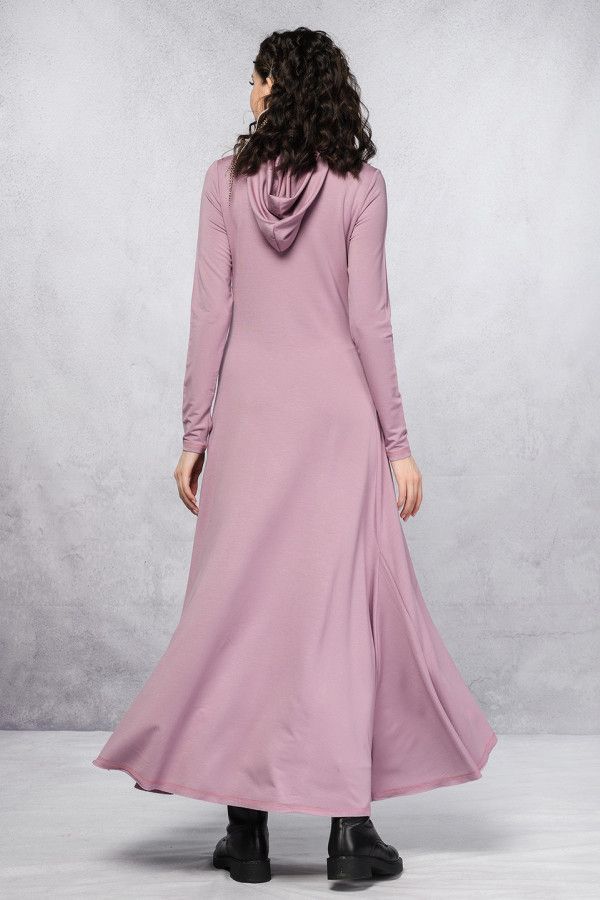 Длинное платье из натуральной ткани бамбук. Цвет пыльная роза – «Эвкоммия»