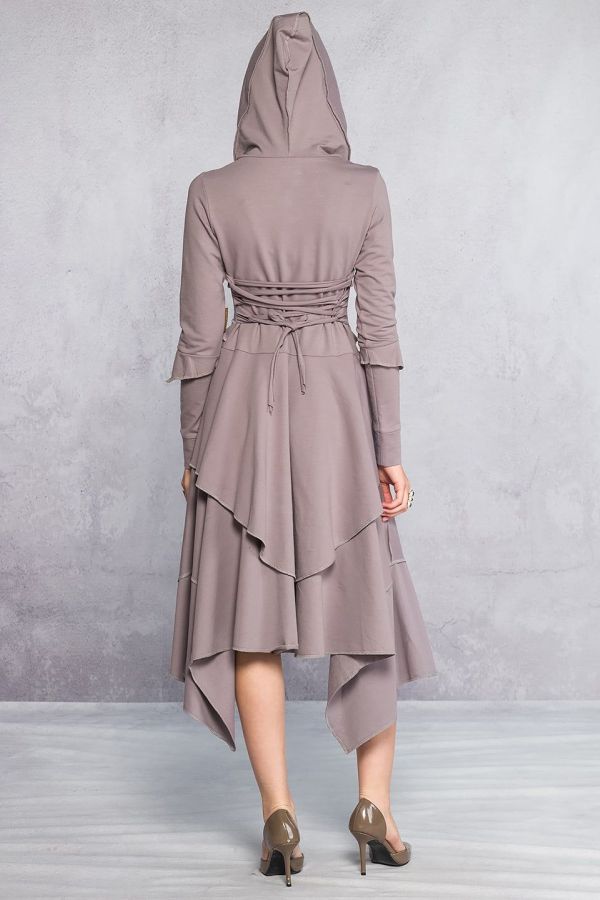 Серое бохо платье Хильда