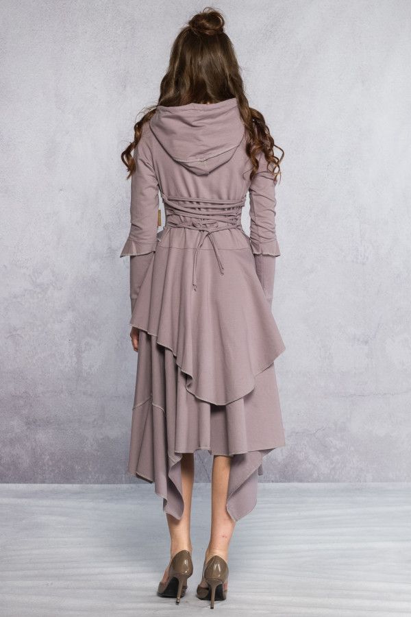 Серое бохо платье Хильда