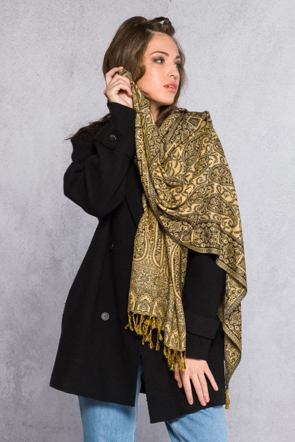 Женский тонкий шарф палантин с восточным узором «Руркелла»