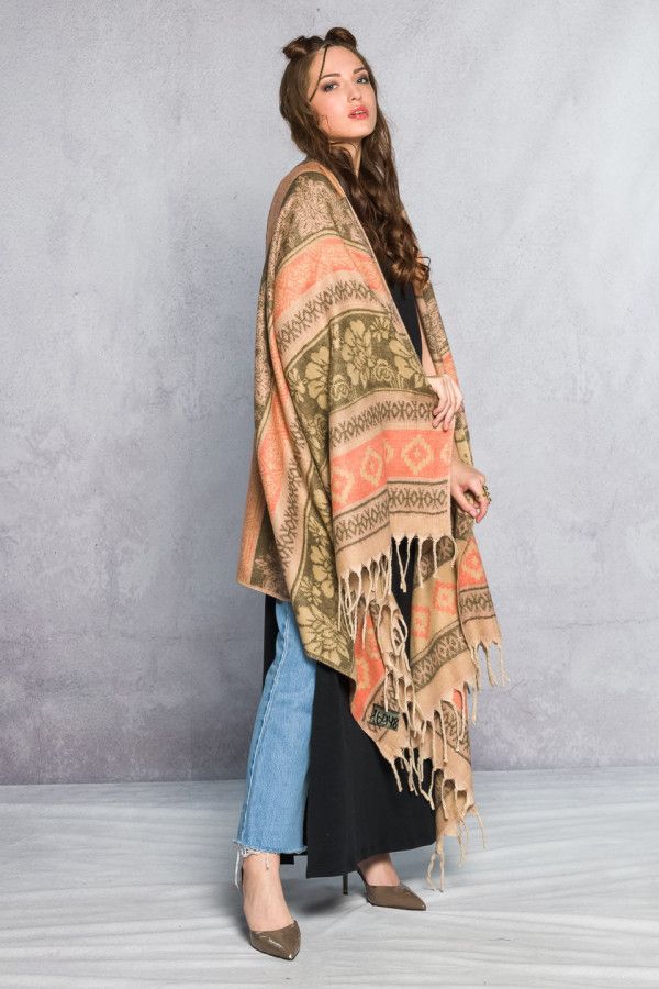 Теплый шарф Ажурные цветы