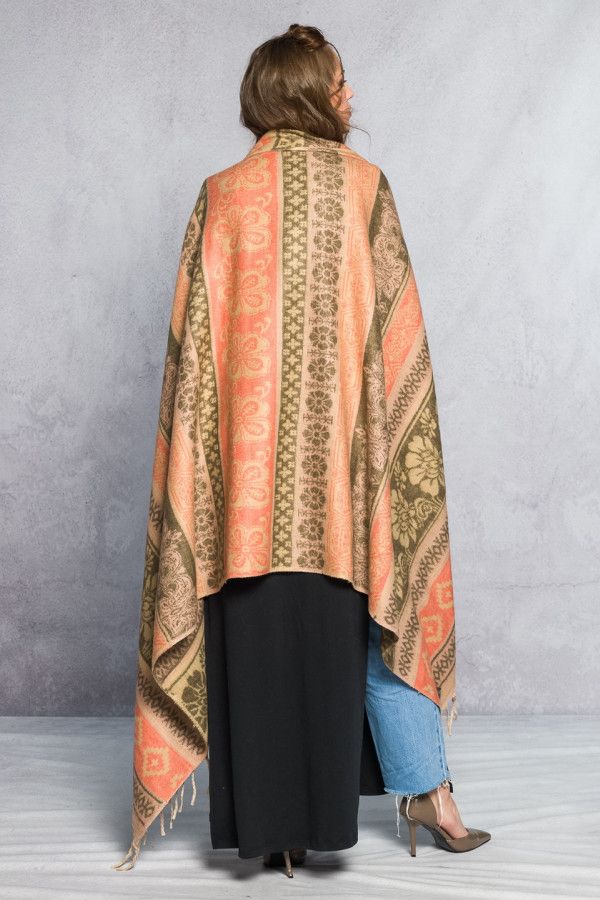 Теплый шарф Ажурные цветы