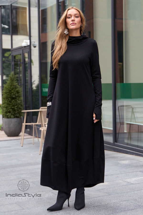 Авторское теплое из натурального футера платье Данху