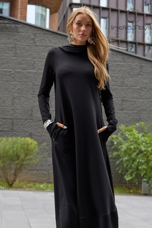 Авторское теплое из натурального футера платье Данху