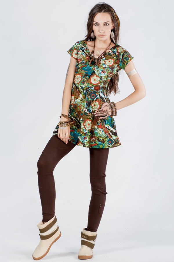 Туника с цветами Зеленый луг