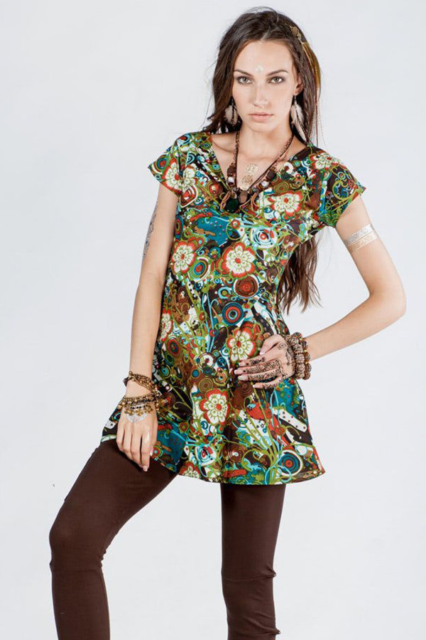 Туника с цветами Зеленый луг