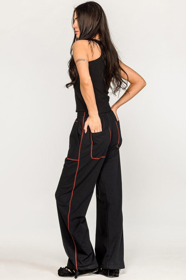 Женская чёрная майка борцовка из хлопка – Каладиум