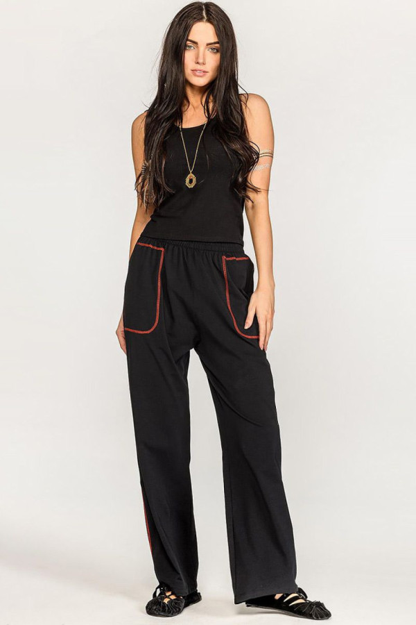 Женская чёрная майка борцовка из хлопка – Каладиум