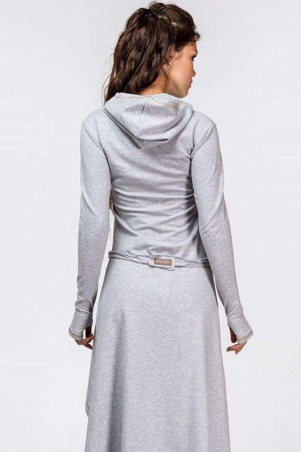 Серое асимметричное платье