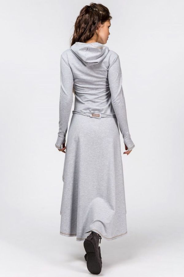 Серое асимметричное платье