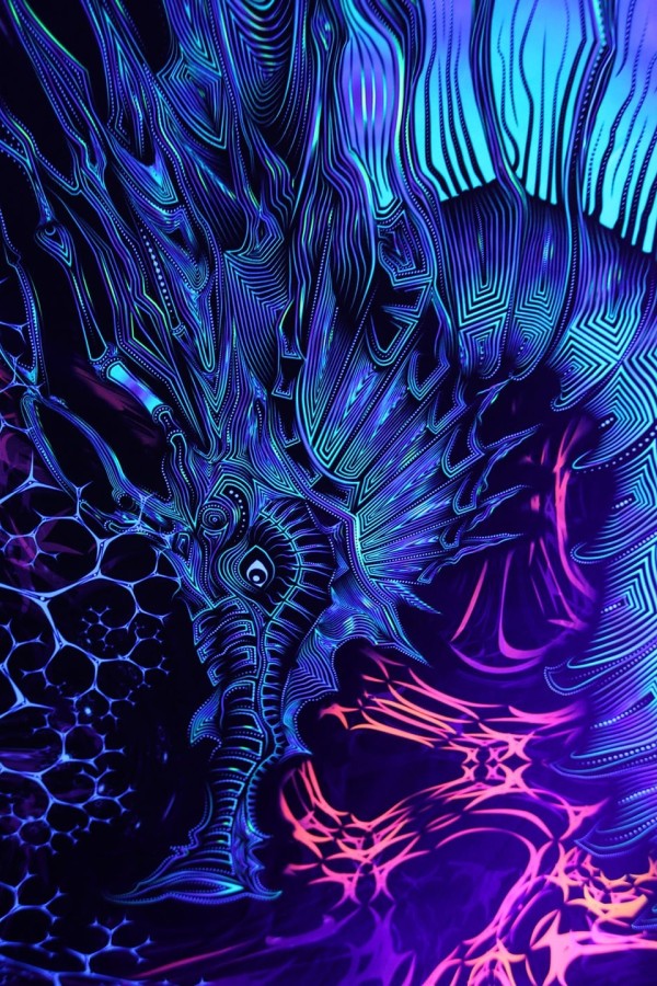 Флуоресцентный психоделический гобелен «Гиппокампус»