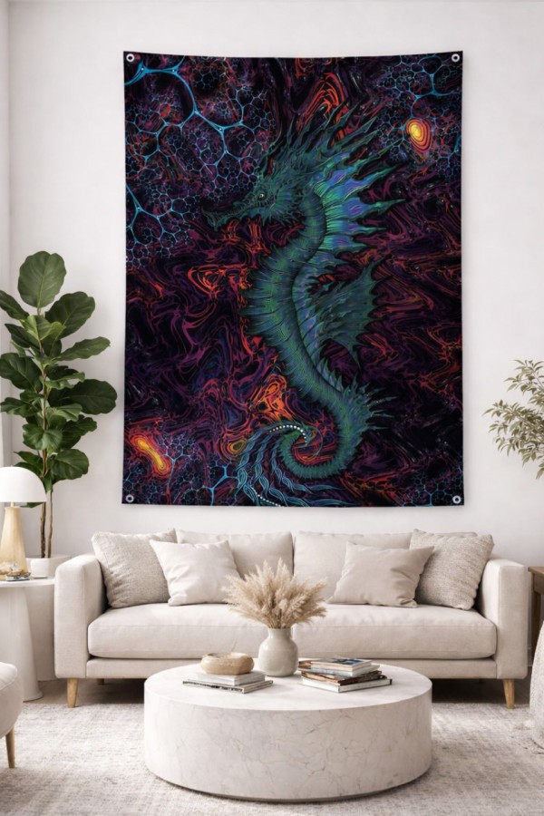 Флуоресцентный психоделический гобелен «Гиппокампус»