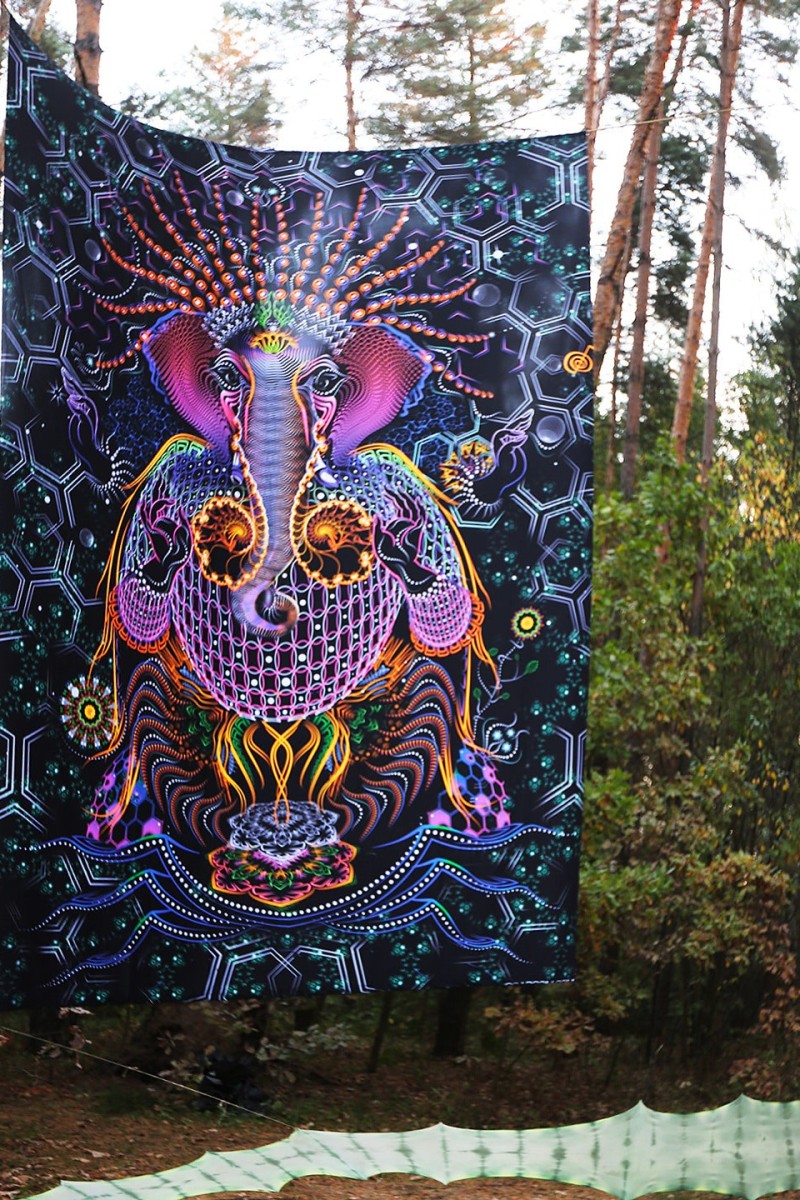 Настенный гобелен с психоделическим принтом «Ganesha»