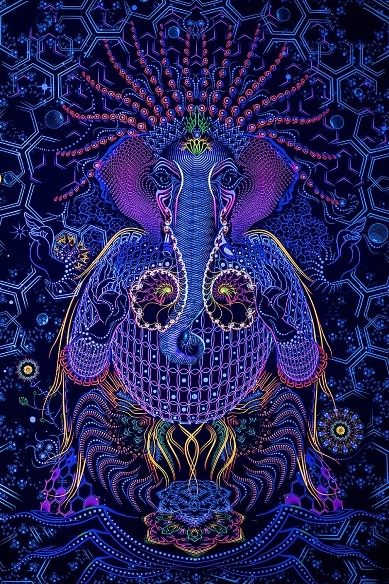 Настенный гобелен с психоделическим принтом «Ganesha»