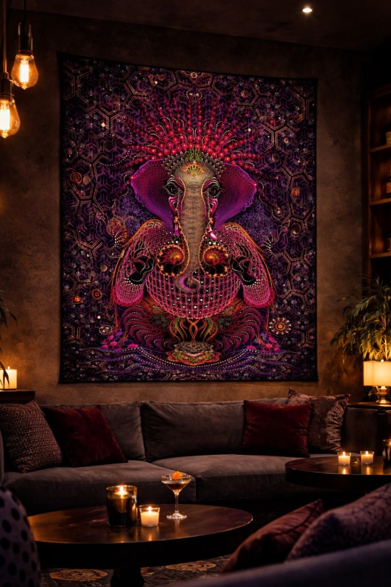 Настенный гобелен с психоделическим принтом «Ganesha»