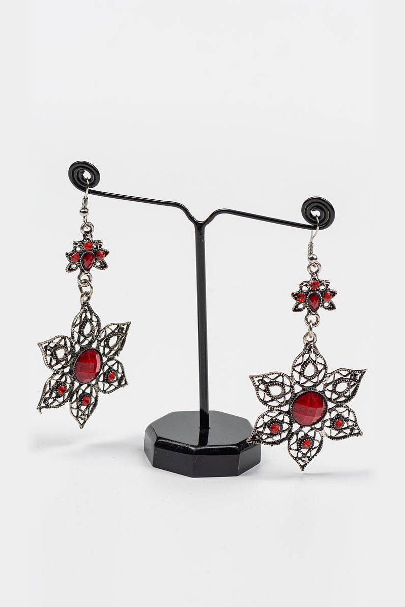 Серьги с красными камнями Цинхона