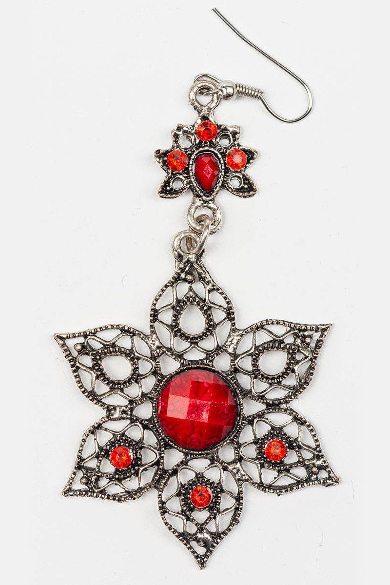 Серьги с красными камнями Цинхона