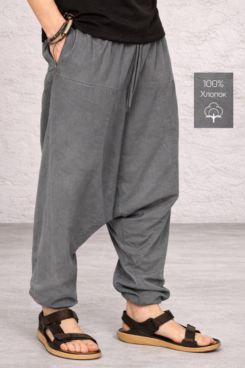 Мужские алладины из хлопка серого цвета — Чилим