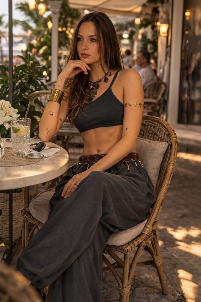 Женские Алладины из тонкого натурального хлопка – Шалфей