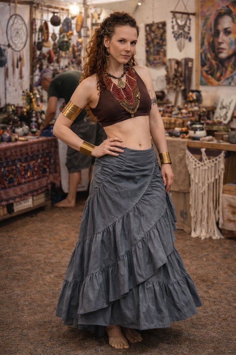 Многоярусная юбка в пол Байли