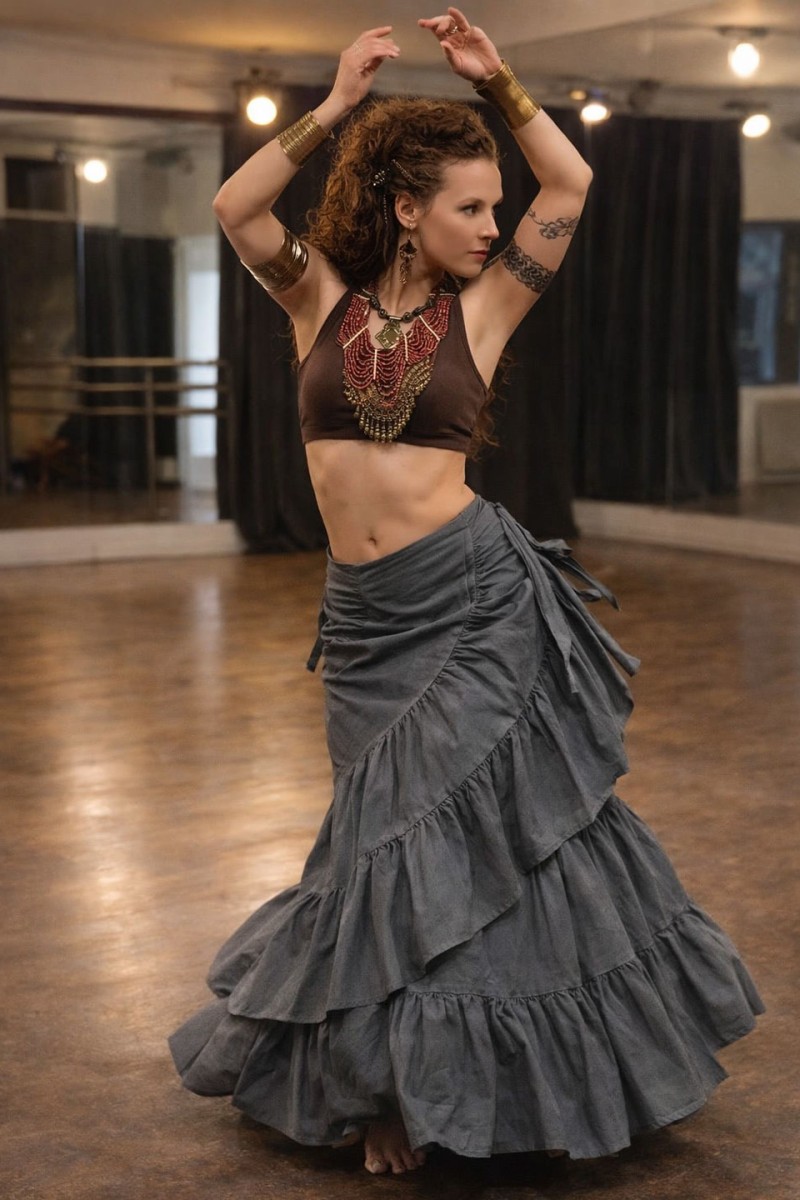 Многоярусная юбка в пол Байли