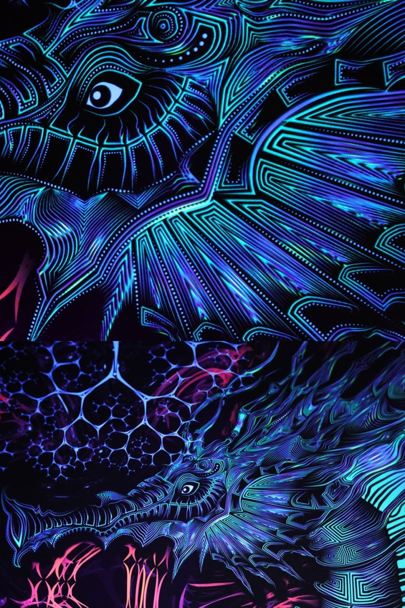 Флуоресцентный психоделический гобелен «Гиппокампус»