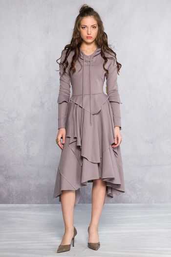 Серое бохо платье Хильда